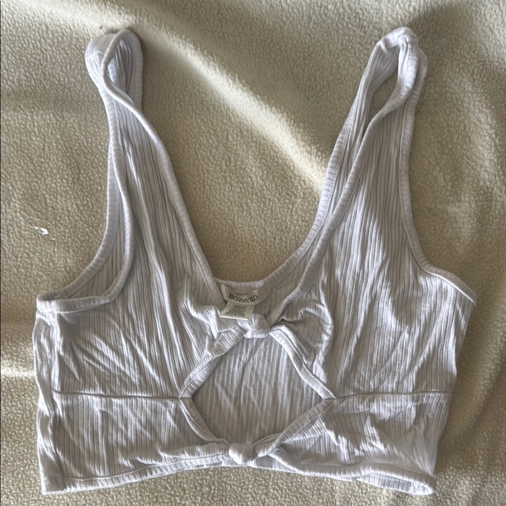 White Ribbed Bralette / Short Top